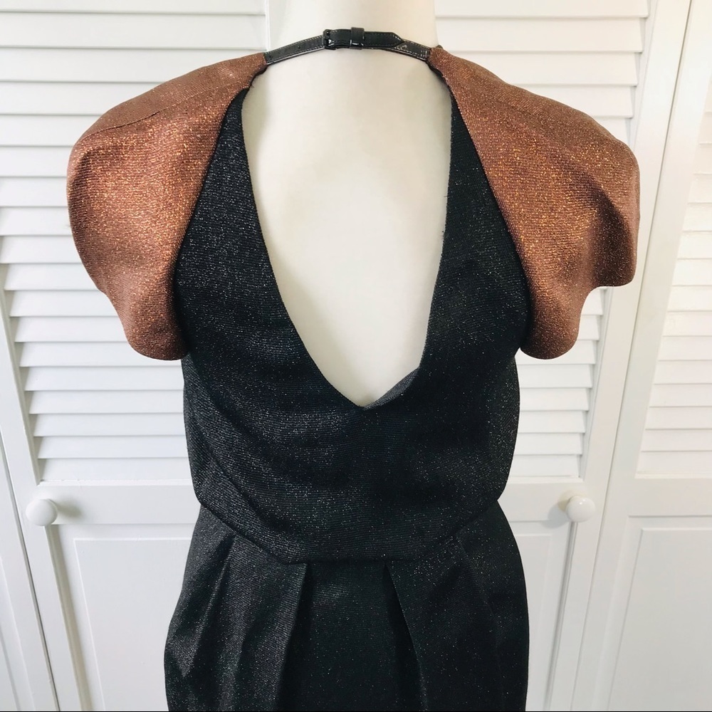 3.1 PHILLIP LIM Black Bronze Cap Sleeve Sparkly Dress Size 2 - Picture 5 of 12